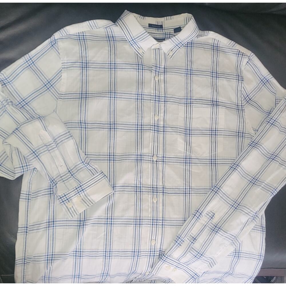 RYE by Hawker Rye Shirt Mens XL Tall Button Down Long Sleeve Blue White Cotton